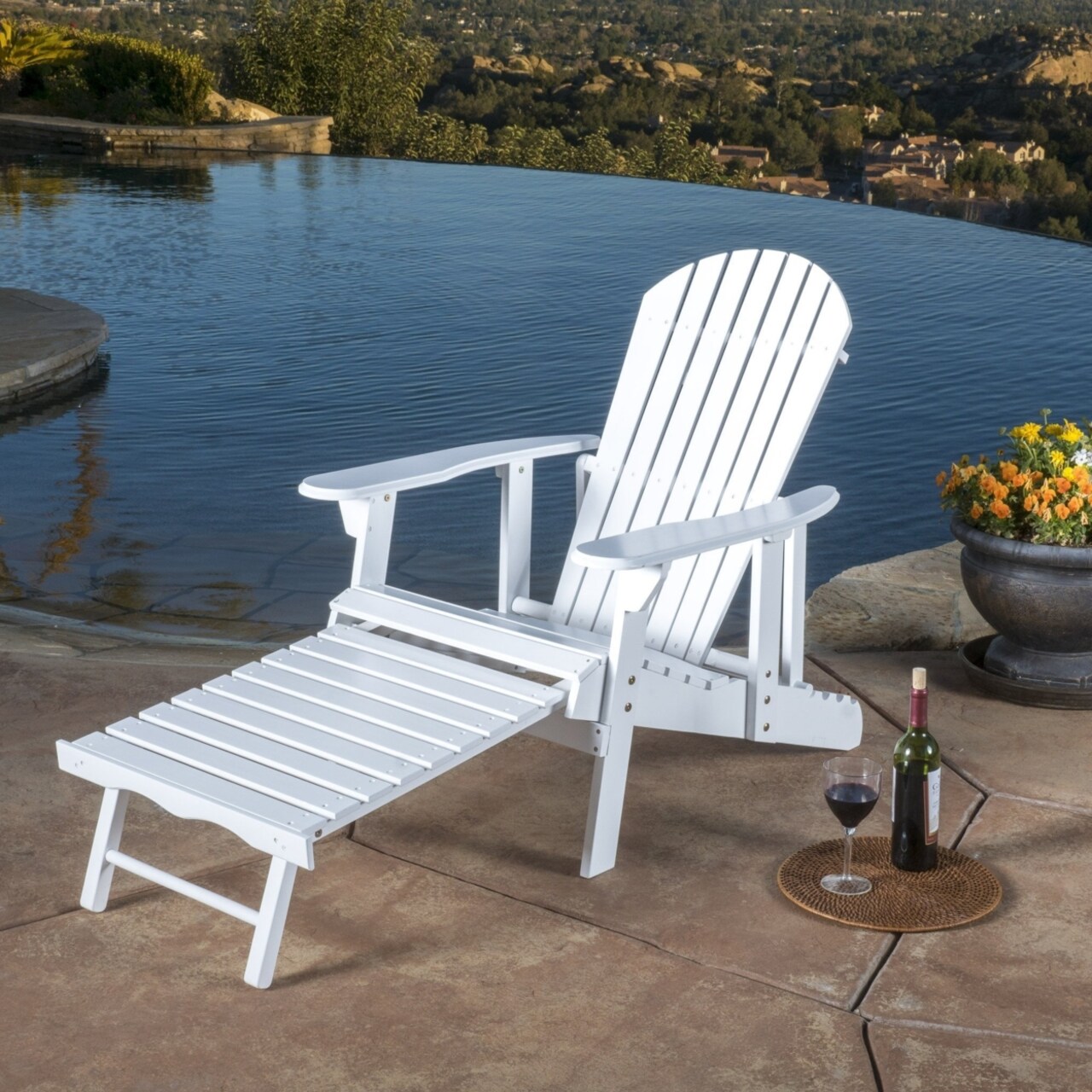 GDF Studio Katherine Outdoor Reclining Wood Adirondack Chair with